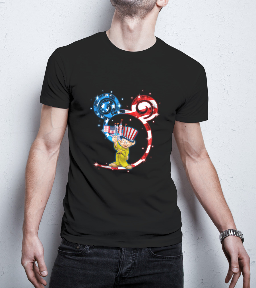 Dopey Patriotic Mickey Ears With American Flag And Hat T-Shirt