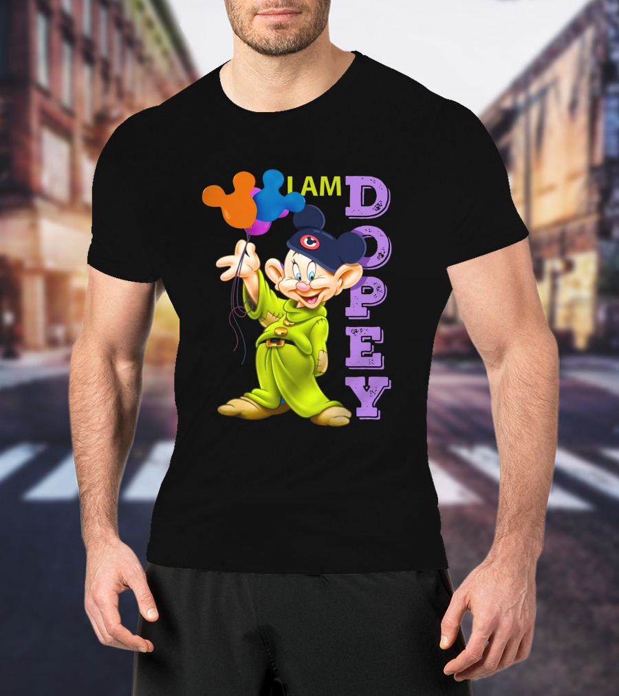 I Am Dopey Disney Character With Mickey Ears And Balloons T-Shirt