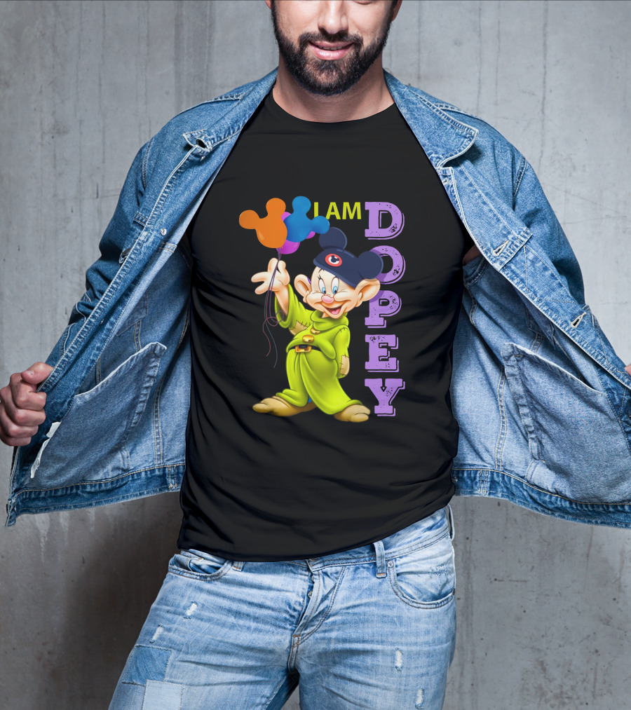 I Am Dopey Disney Character With Mickey Ears And Balloons T-Shirt