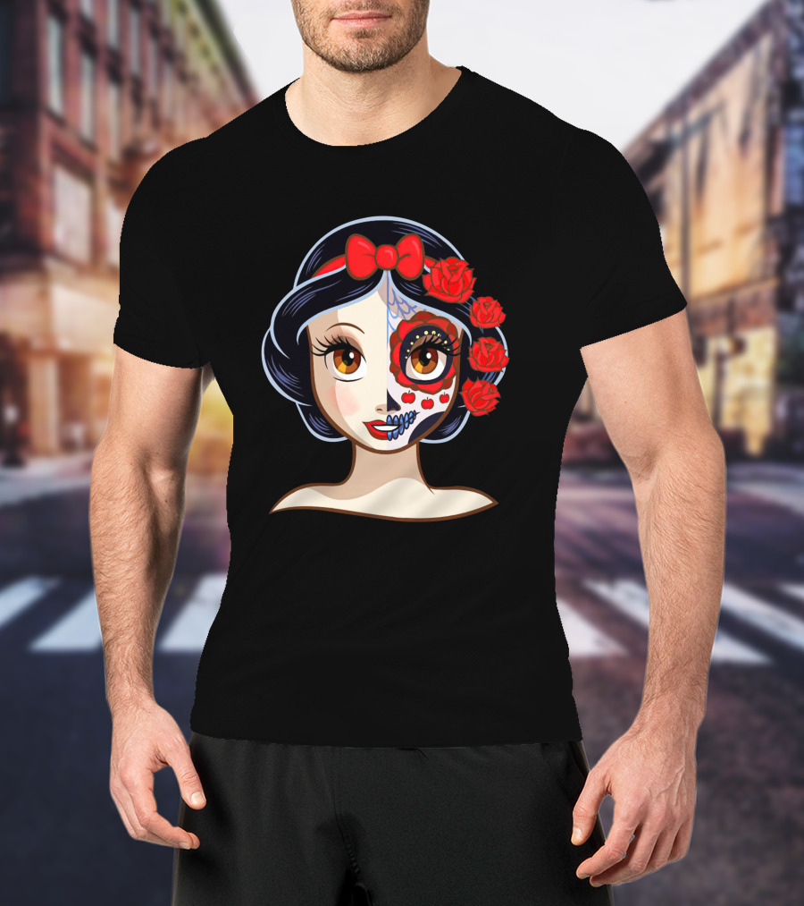Snow White Sugar Skull Roses T-Shirt