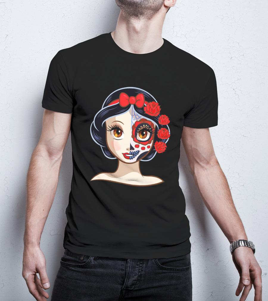 Snow White Sugar Skull Roses T-Shirt