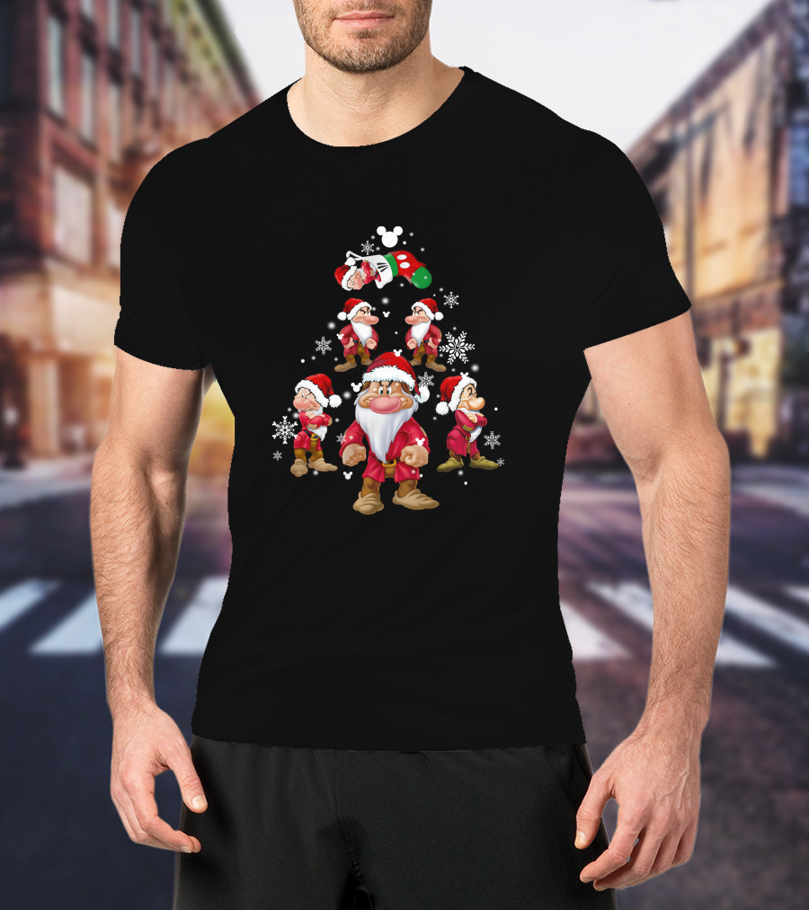 Grumpy Christmas Dwarf Santa Snowflake Tree Disney Stocking T-Shirt