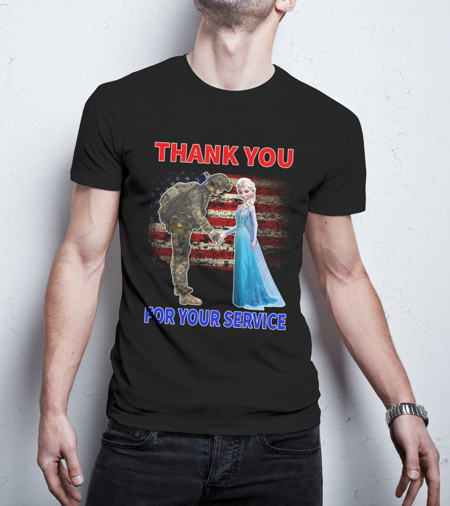 Thank You For Your Service Elsa Soldier American Flag T-Shirt