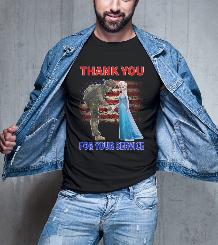 Thank You For Your Service Elsa Soldier American Flag T-Shirt