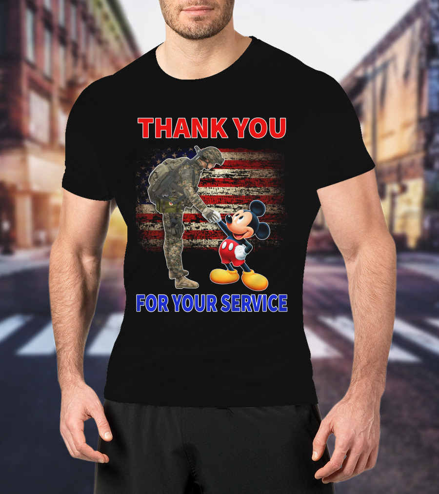 Thank You Mickey For Your Service American Flag Soldier T-Shirt