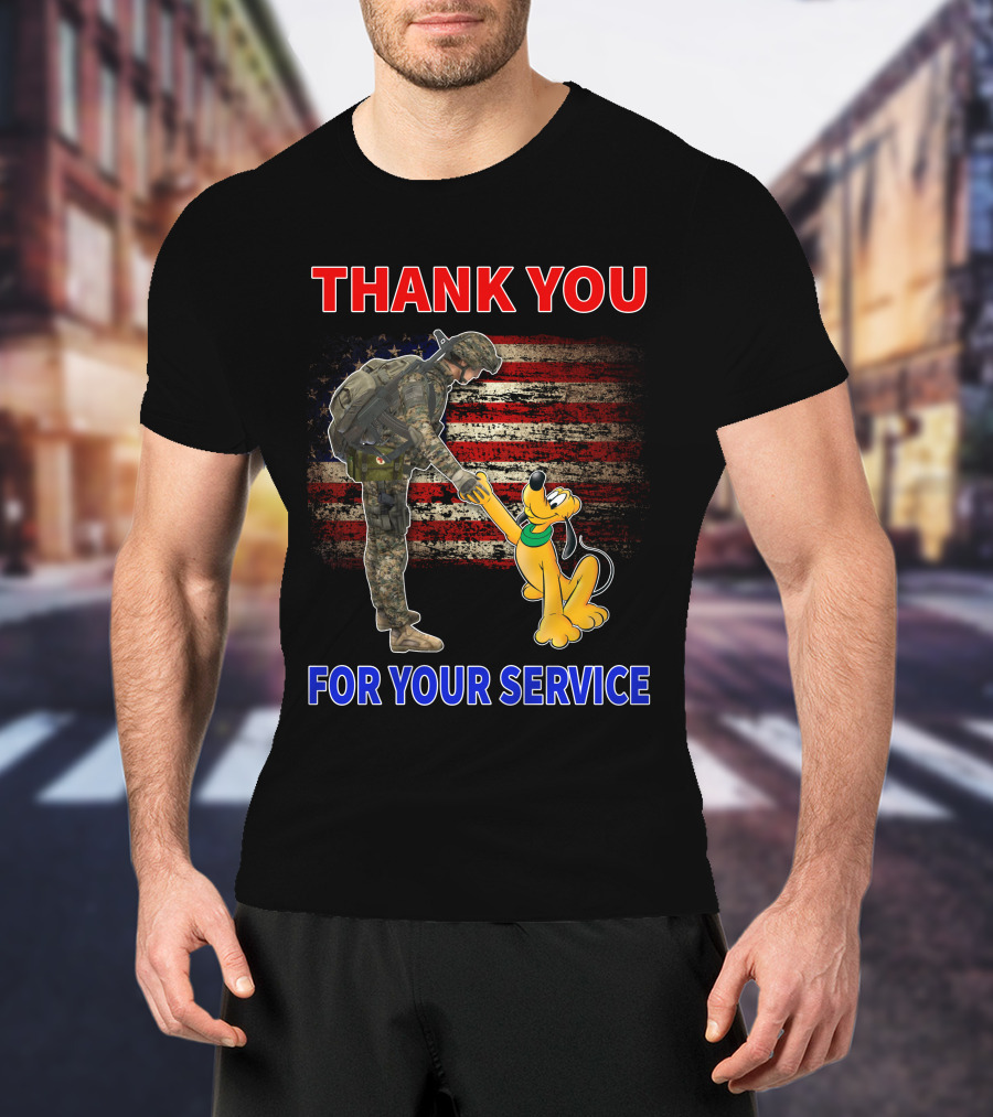 Thank You For Your Service Pluto Soldier American Flag T-Shirt
