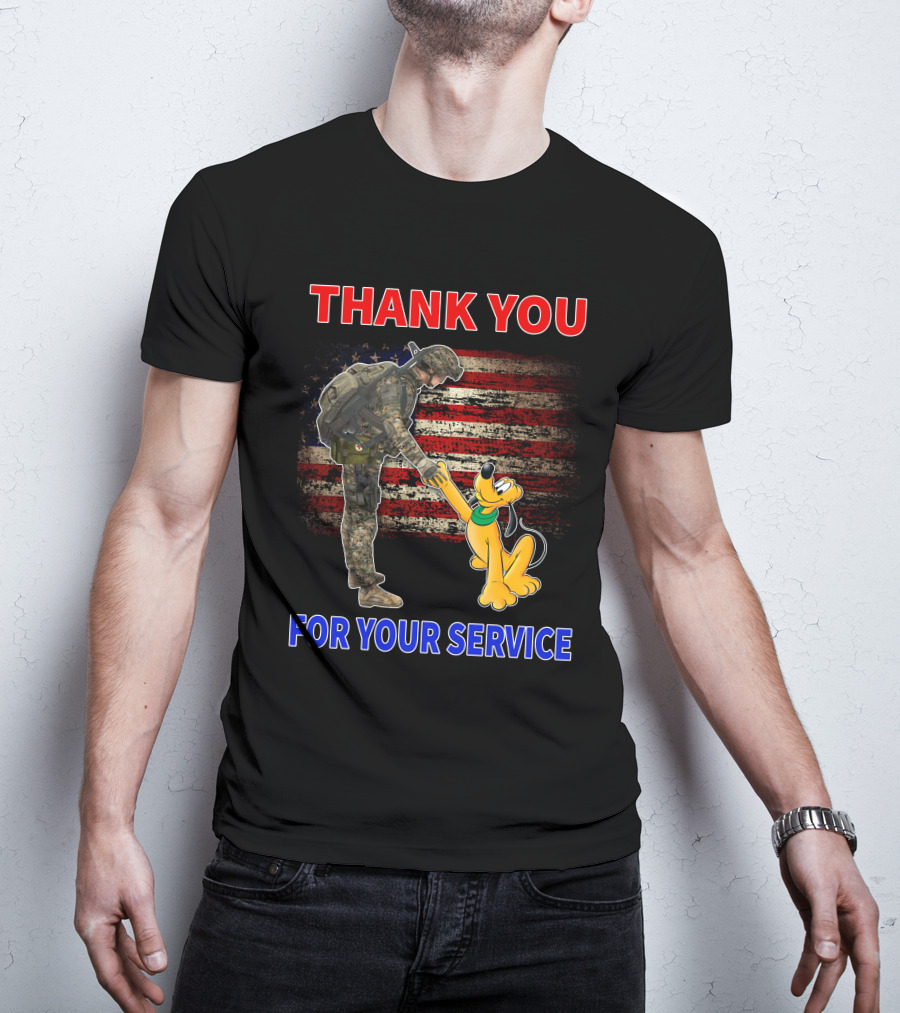 Thank You For Your Service Pluto Soldier American Flag T-Shirt