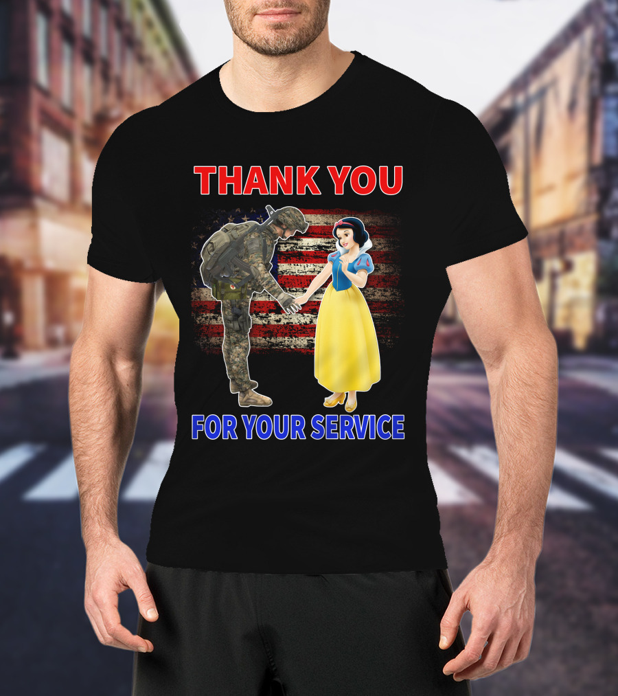 Thank You For Your Service Snow White Soldier Flag T-Shirt