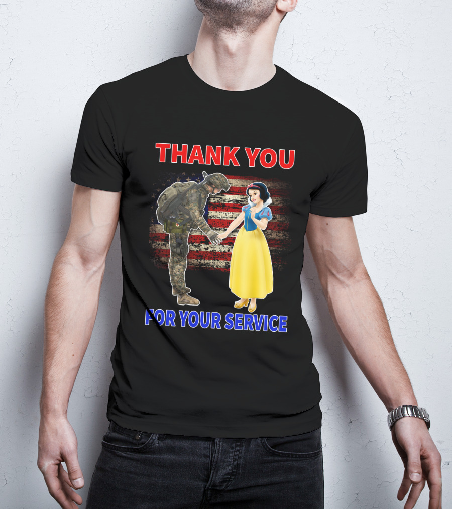 Thank You For Your Service Snow White Soldier Flag T-Shirt