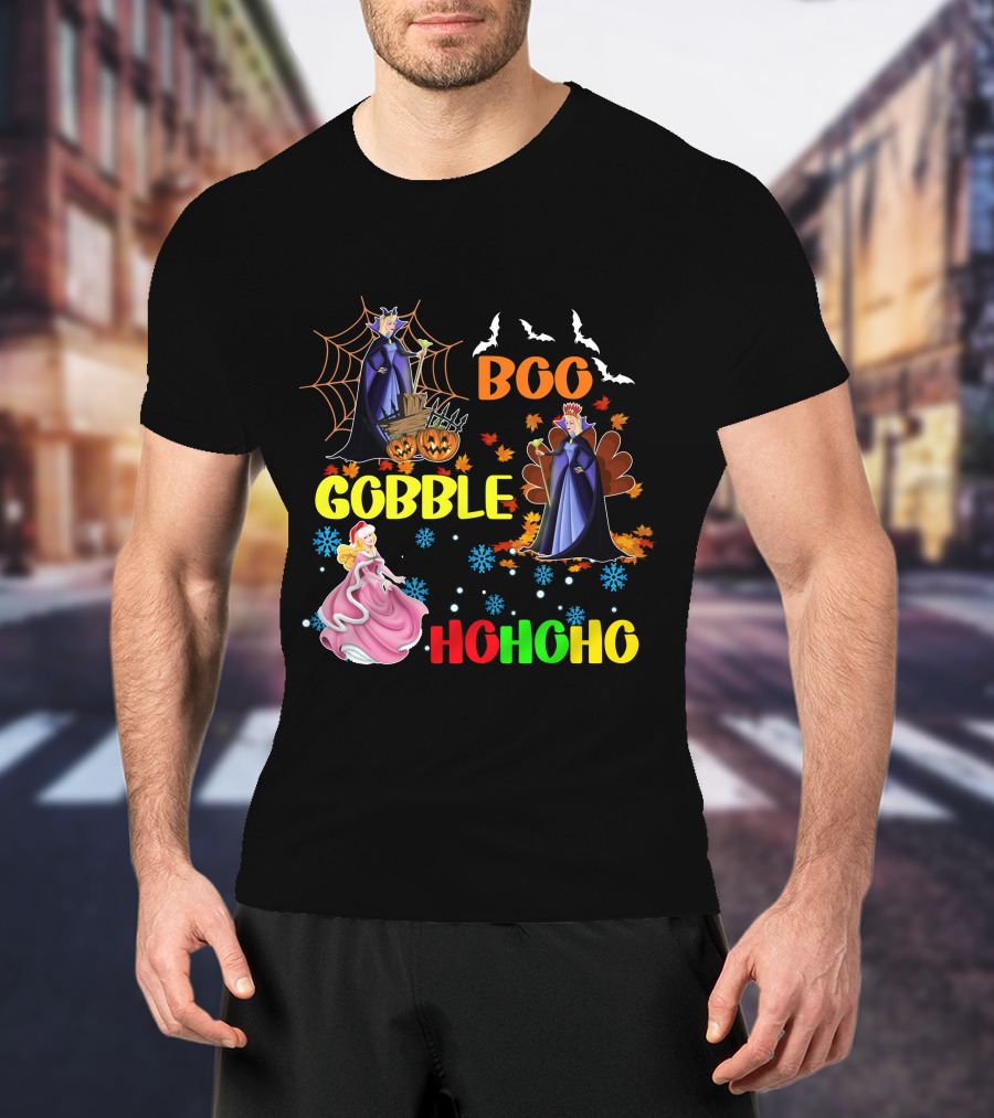 Aurora Boo Gobble Ho Ho Ho HalloThanksMas T-Shirt