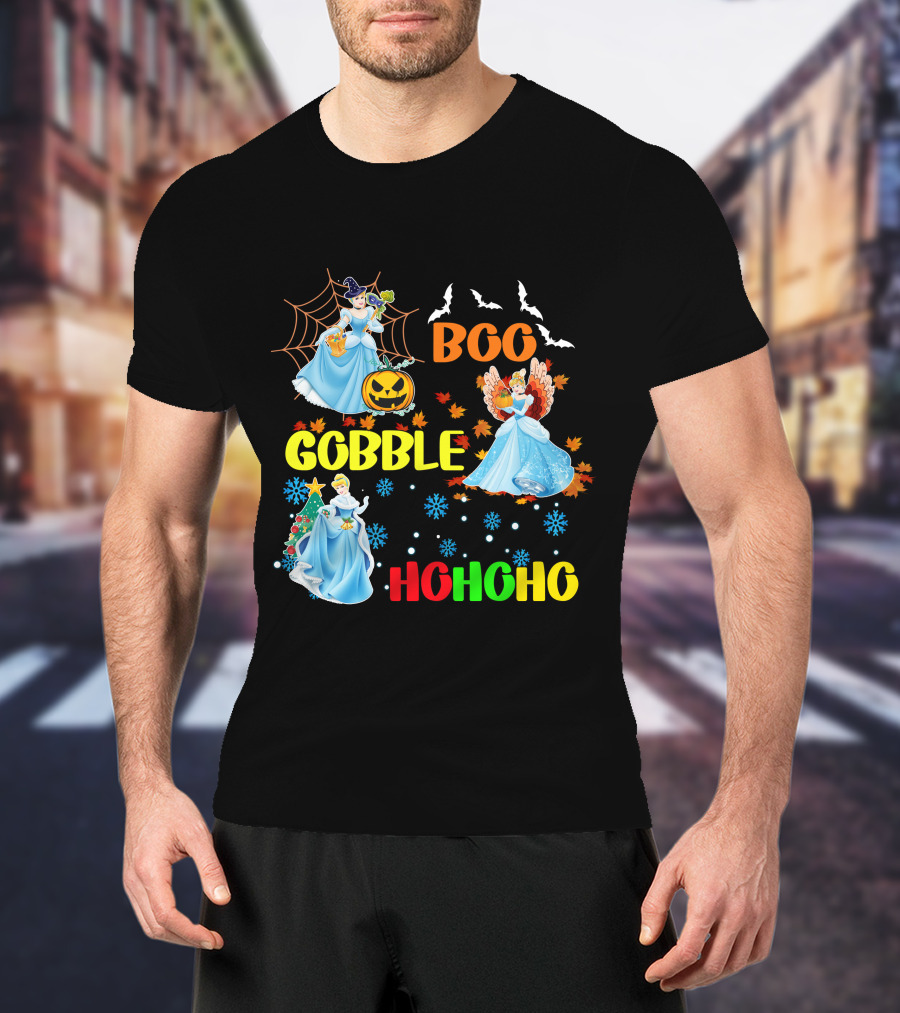 Cinderella Boo Gobble HoHoHo HalloThanksMas Holiday Mashup T-Shirt
