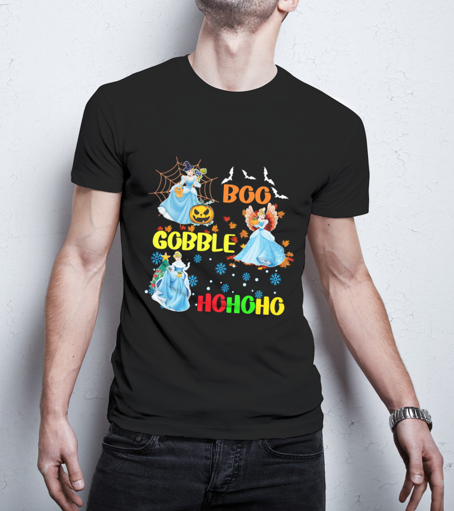 Cinderella Boo Gobble HoHoHo HalloThanksMas Holiday Mashup T-Shirt