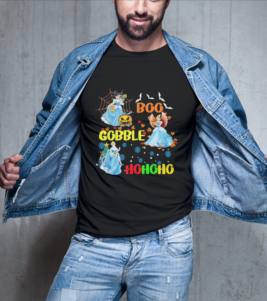 Cinderella Boo Gobble HoHoHo HalloThanksMas Holiday Mashup T-Shirt