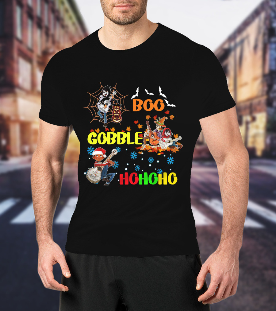 Boo Gobble HoHoHo Coco HalloThanksMas T-Shirt