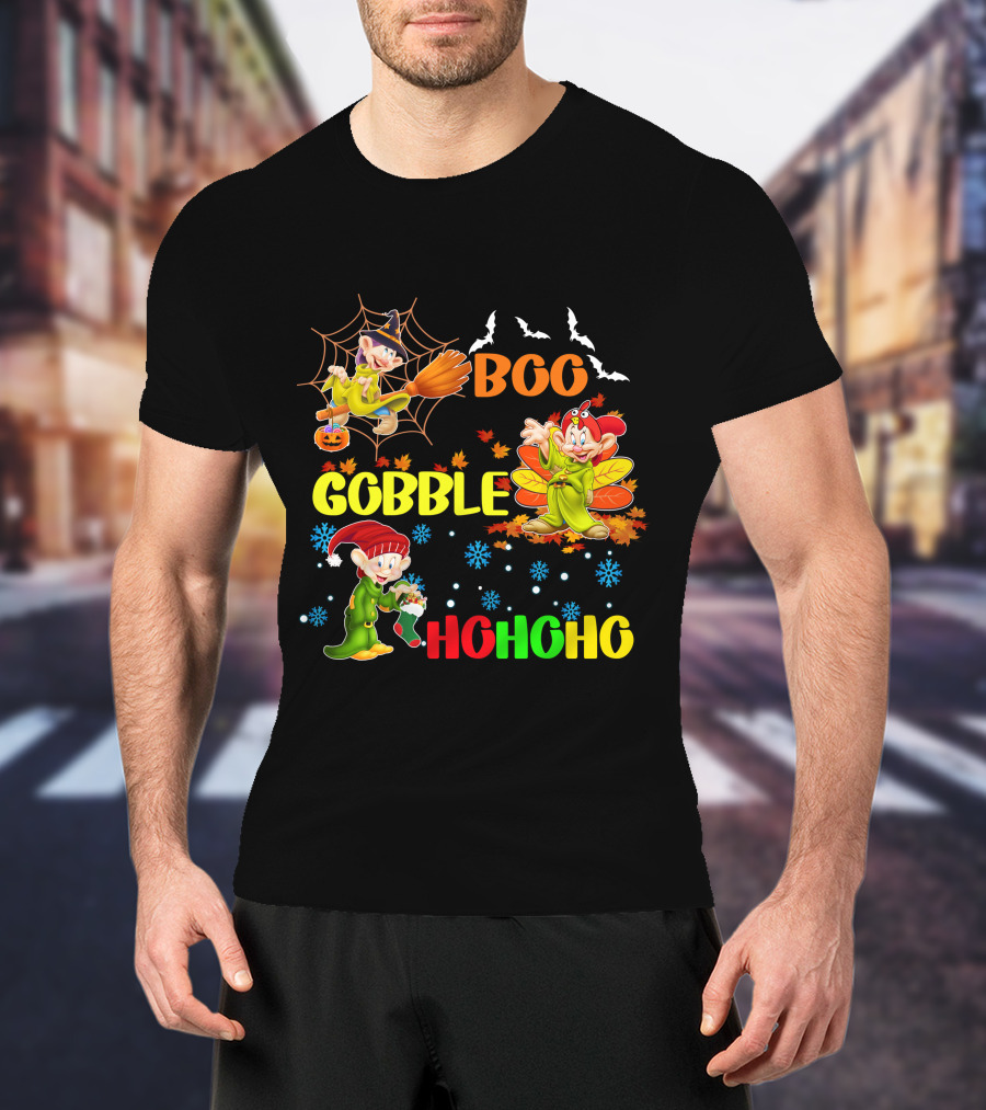Dopey Boo Gobble HoHoHo HalloThanksMas T-Shirt
