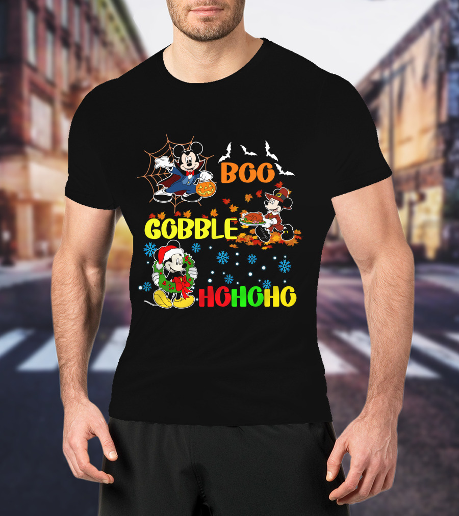 Mickey Boo Gobble HoHoHo T-Shirt