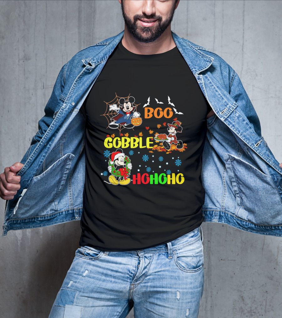 Mickey Boo Gobble HoHoHo T-Shirt
