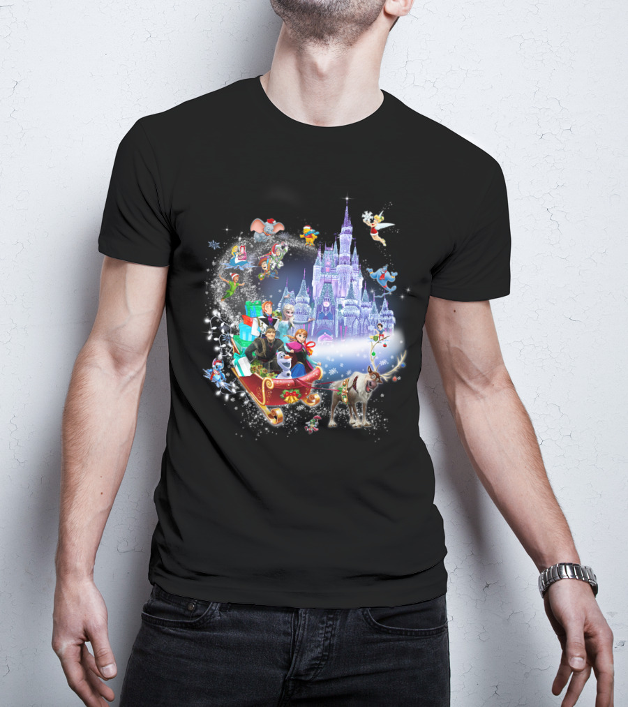 Frozen Disney Christmas Castle Sleigh Ride Adventure T-Shirt