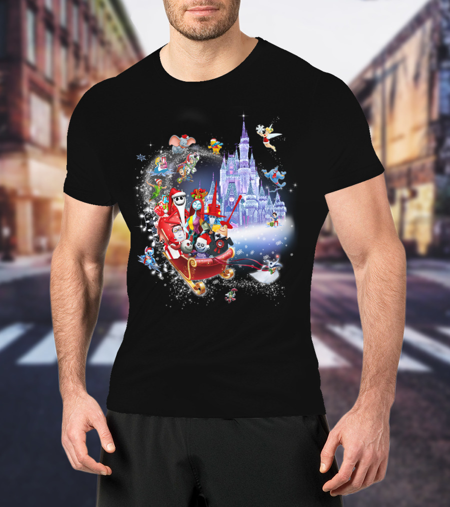 Jack Christmas Nightmare Before Christmas Disney Castle Crossover T-Shirt