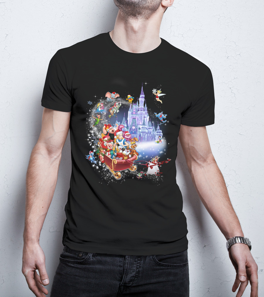 Alice Disney Christmas Wonderland With Castle And Characters T-Shirt