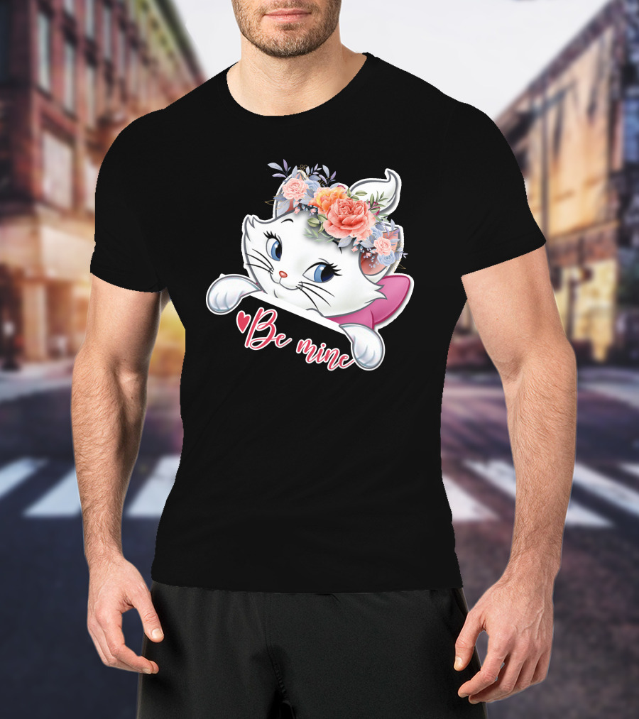 Marie Cat Be Mine Floral Headband T-Shirt