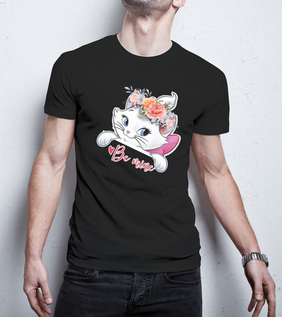 Marie Cat Be Mine Floral Headband T-Shirt