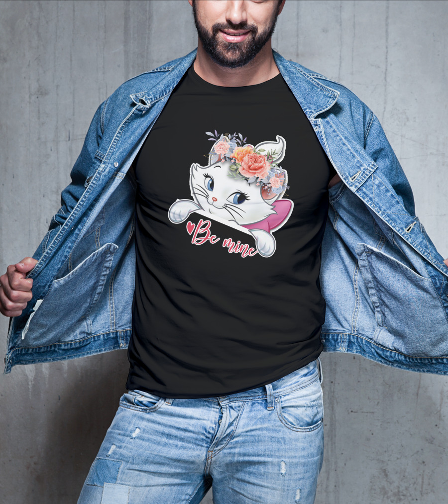 Marie Cat Be Mine Floral Headband T-Shirt