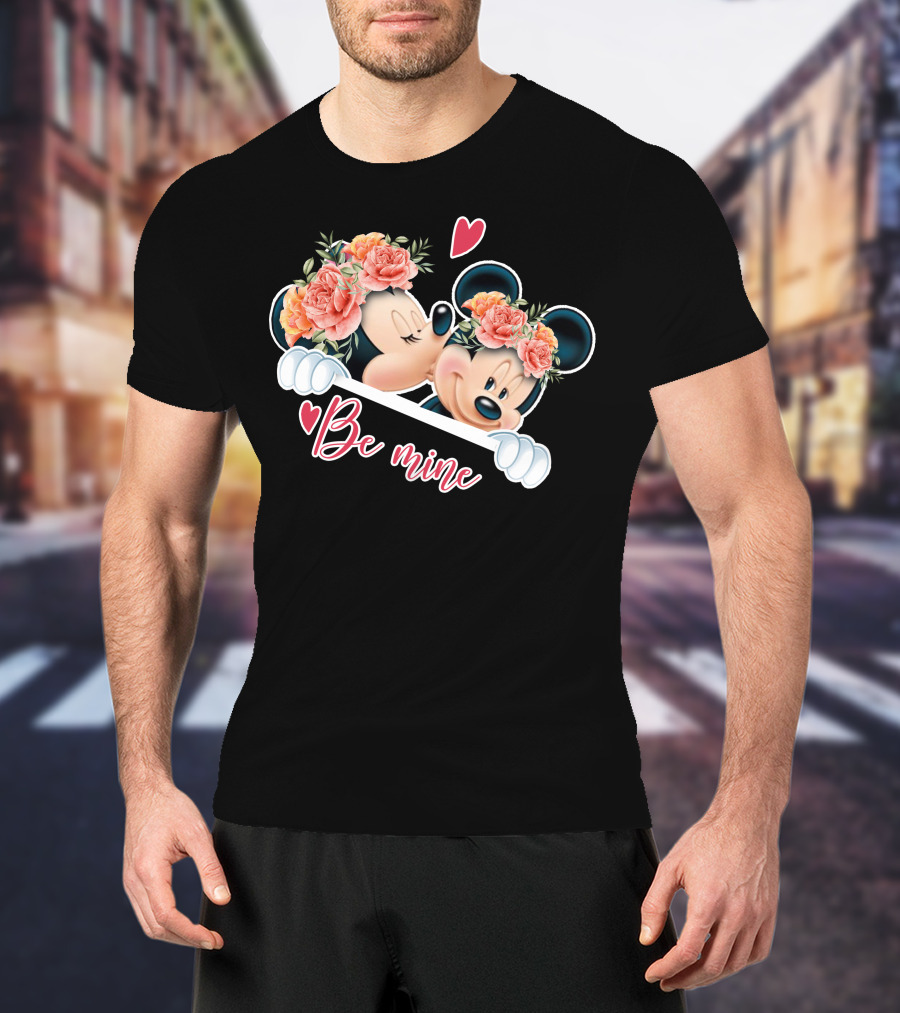 Mickey Minnie Be Mine Floral Romance T-Shirt