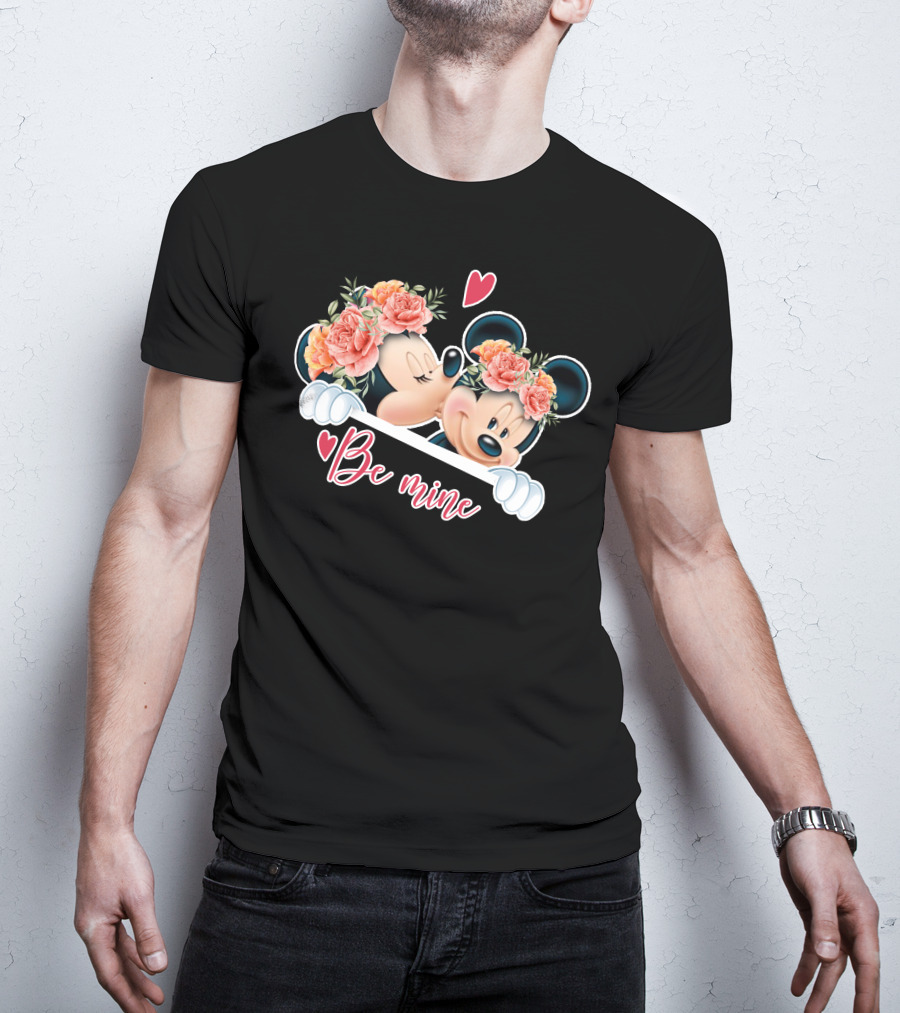 Mickey Minnie Be Mine Floral Romance T-Shirt