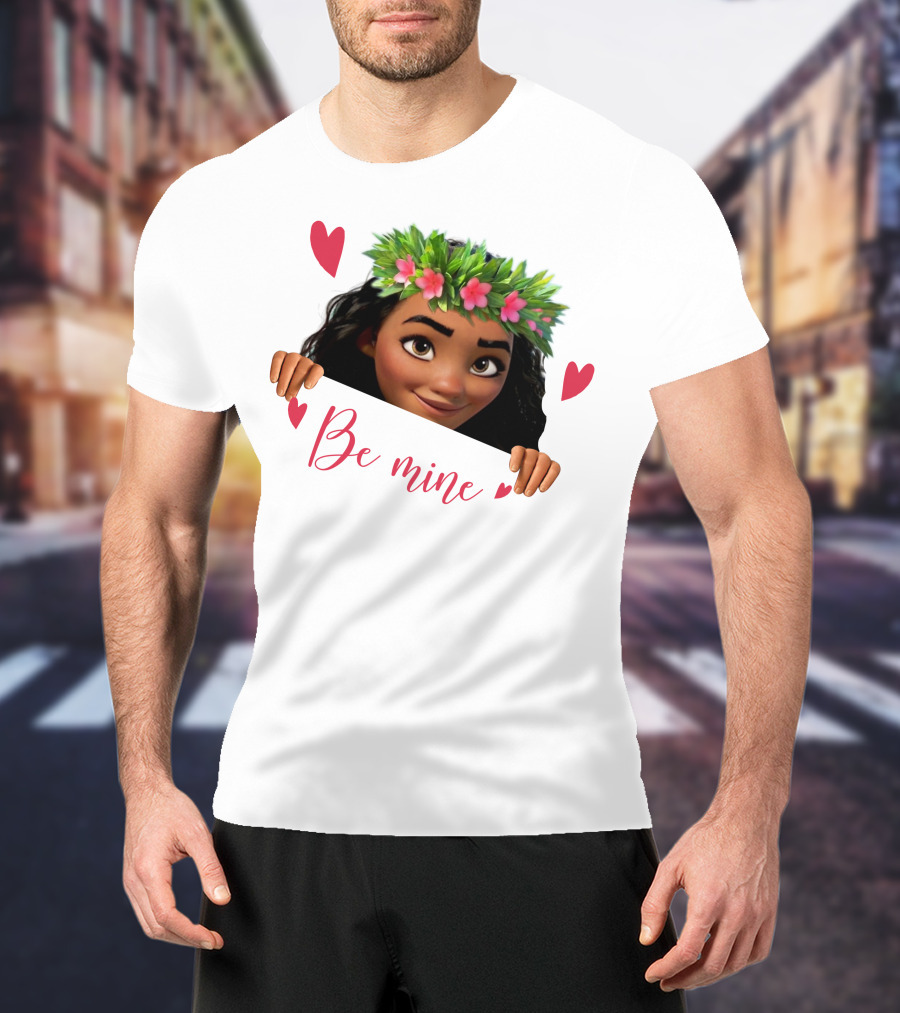 Moana Valentine's Be Mine Hearts Floral Crown T-Shirt