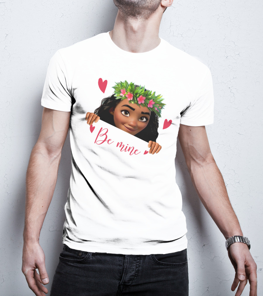 Moana Valentine's Be Mine Hearts Floral Crown T-Shirt