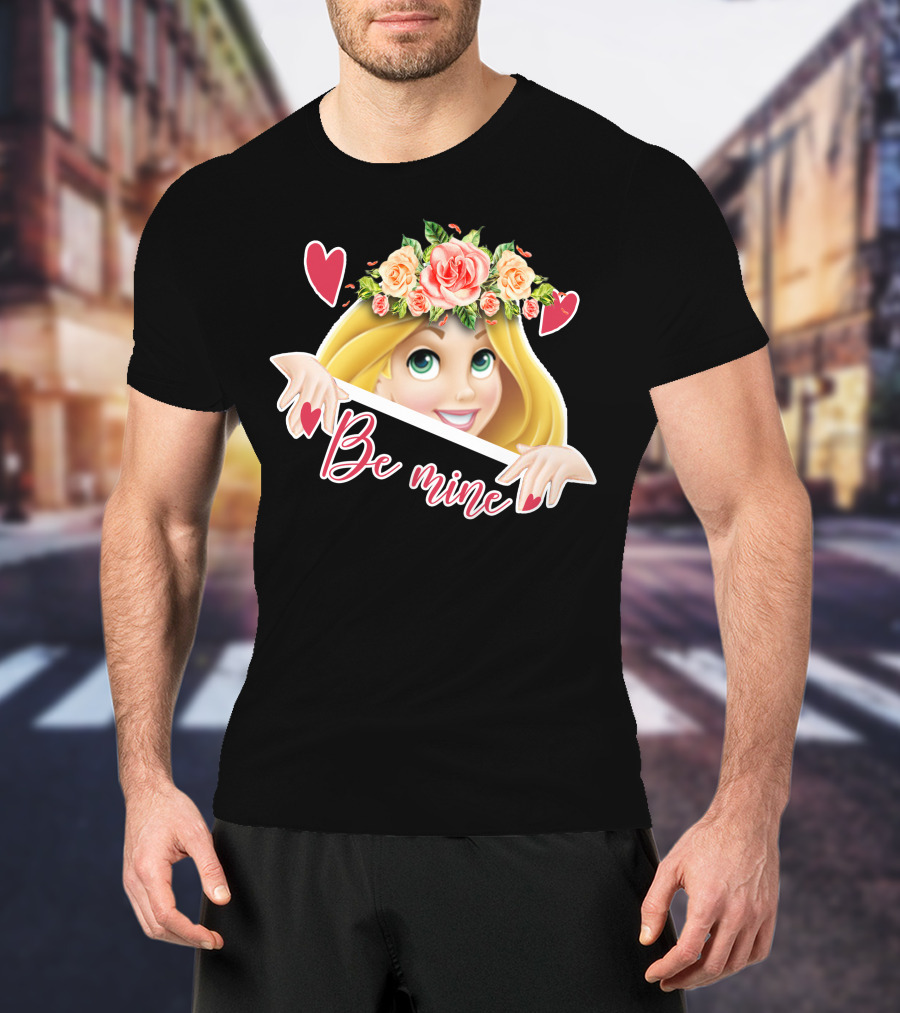 Rapunzel Floral Be Mine Valentines Hearts T-Shirt