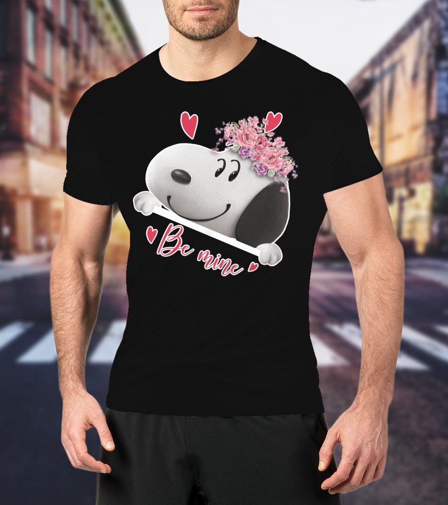 Snoopy Be Mine Hearts And Flowers T-Shirt
