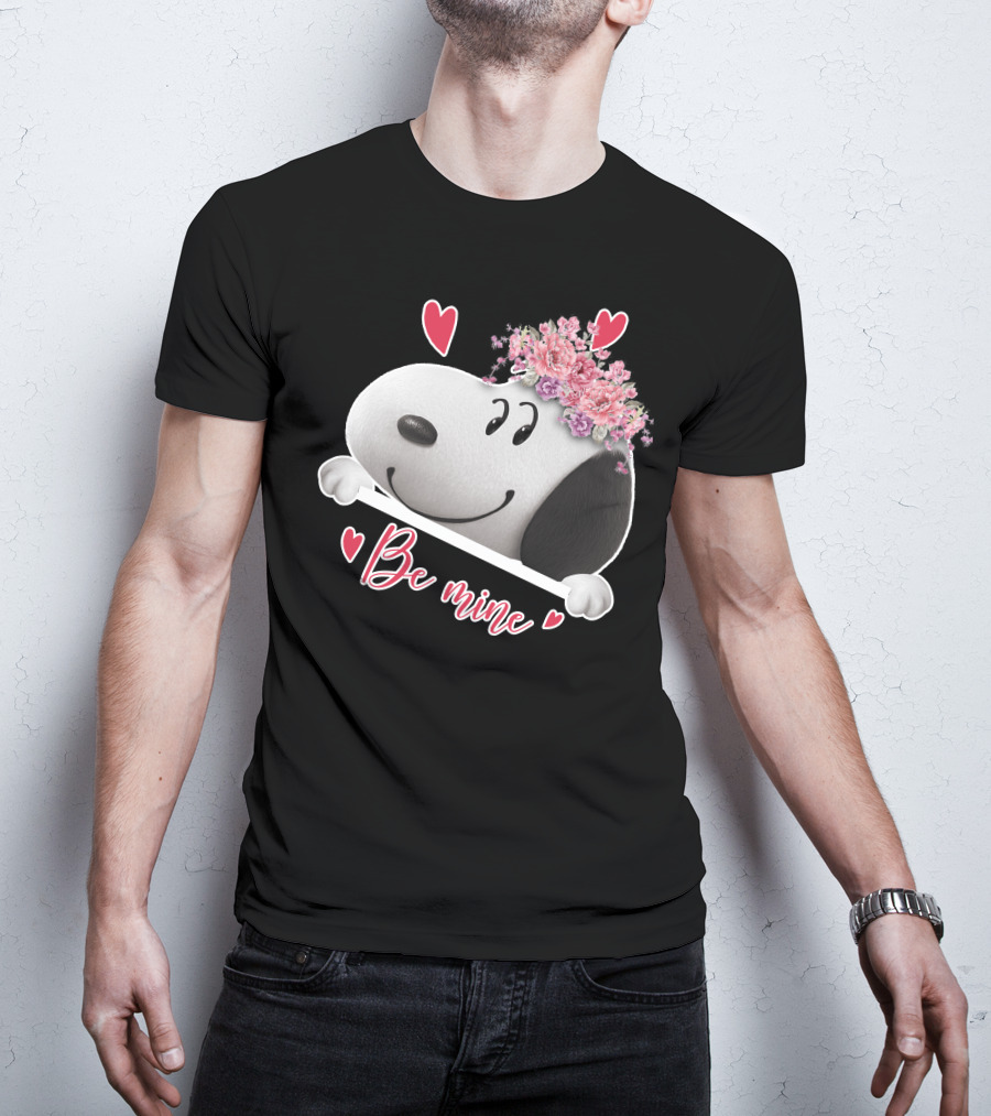 Snoopy Be Mine Hearts And Flowers T-Shirt