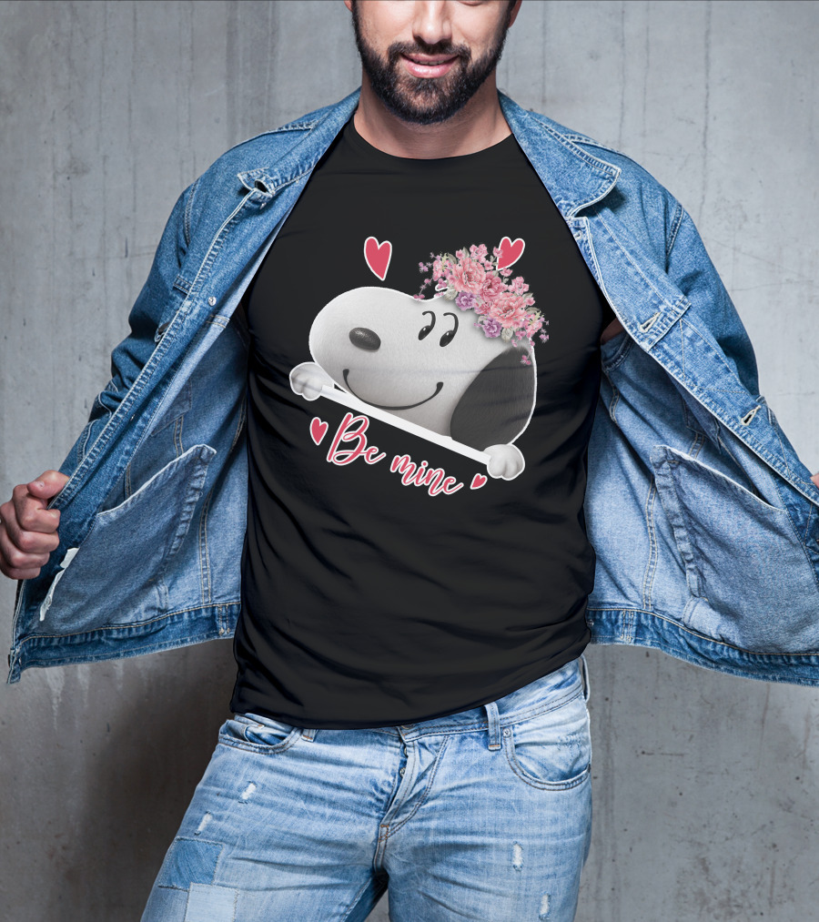 Snoopy Be Mine Hearts And Flowers T-Shirt