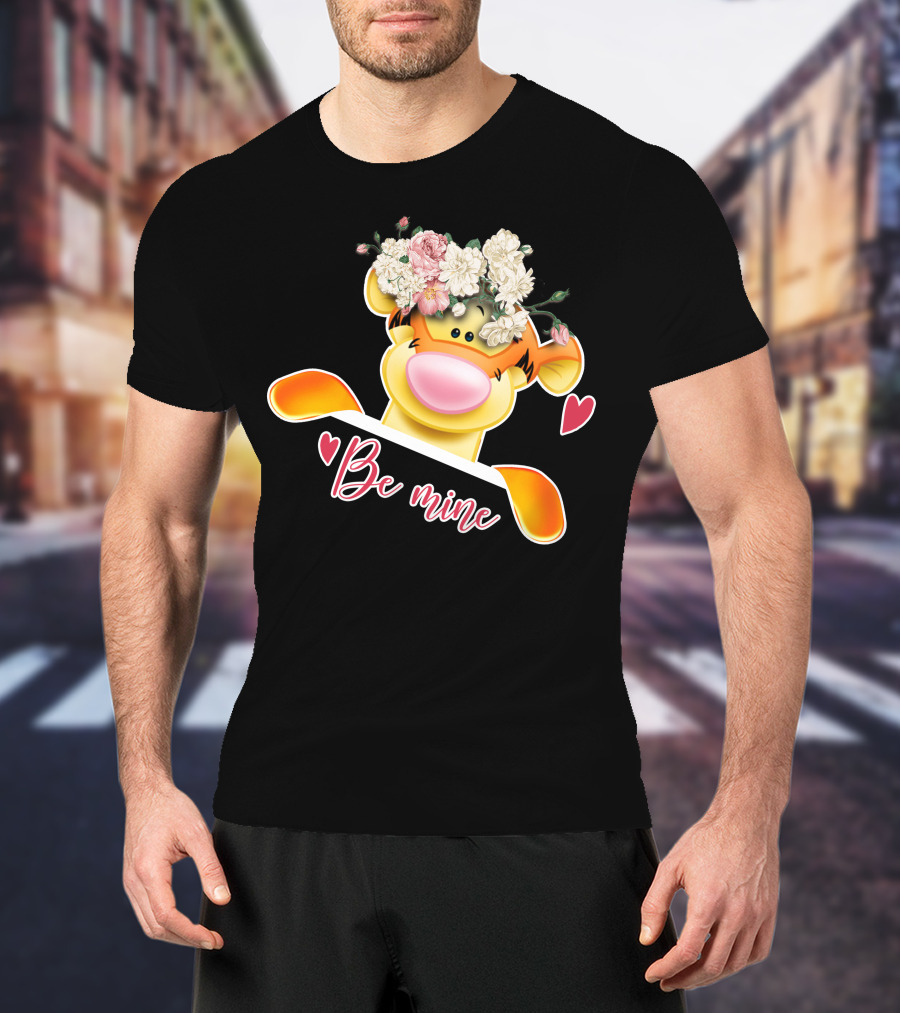 Tigger Be Mine With Flower Crown Valentine's Hearts T-Shirt