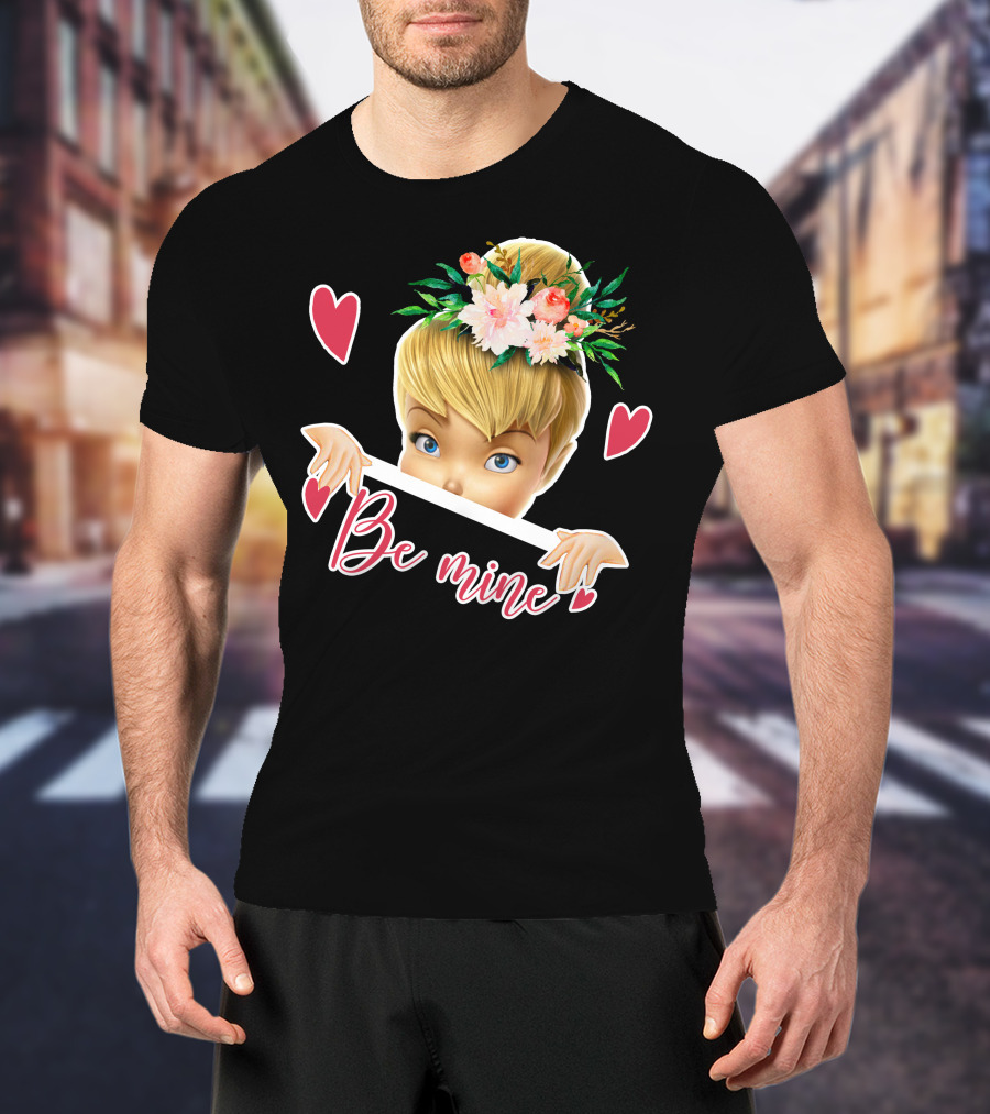 Tinkerbell Be Mine Valentine's Day Hearts Floral Crown T-Shirt