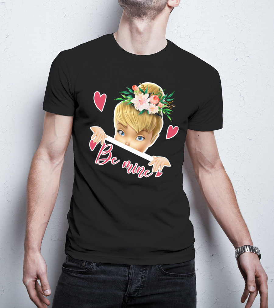 Tinkerbell Be Mine Valentine's Day Hearts Floral Crown T-Shirt