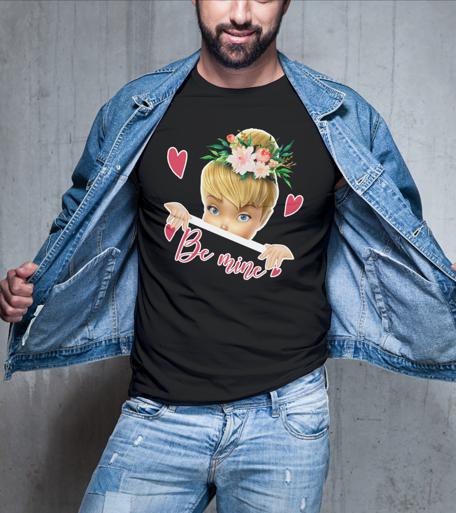 Tinkerbell Be Mine Valentine's Day Hearts Floral Crown T-Shirt