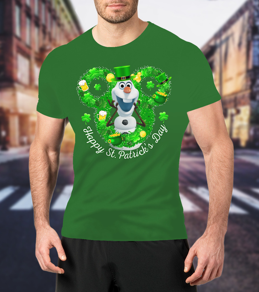 Olaf Happy St. Patrick's Day Shamrocks And Gold T-Shirt