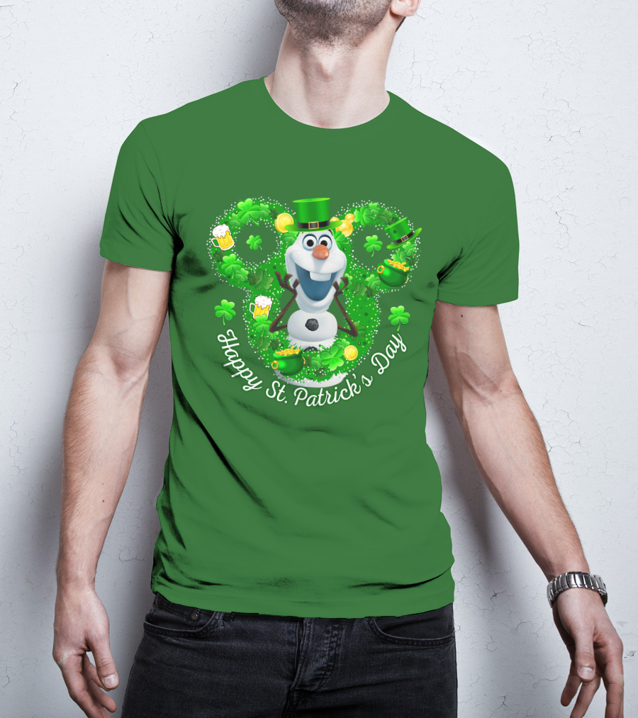 Olaf Happy St. Patrick's Day Shamrocks And Gold T-Shirt
