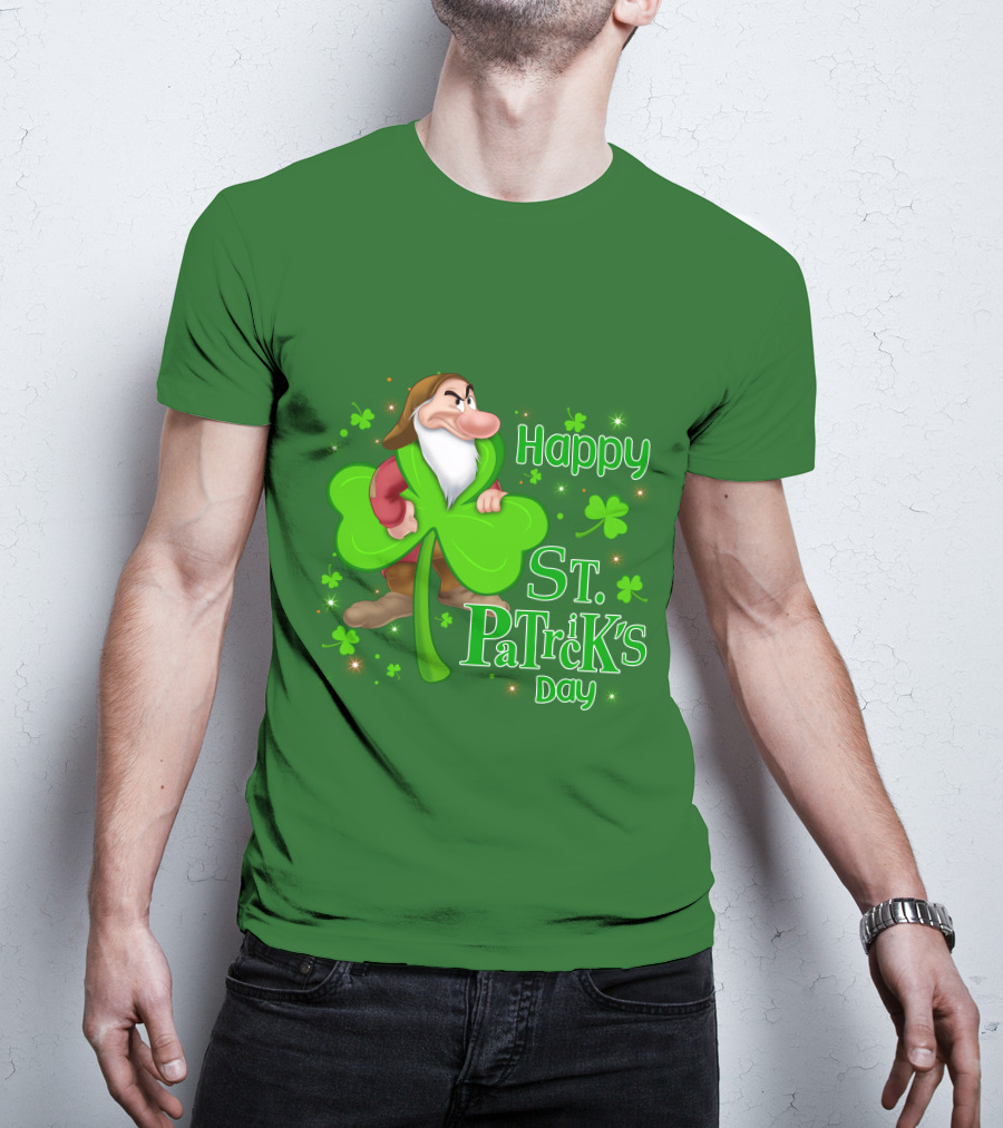 Happy St. Patrick's Day Grumpy Dwarf With Clover And Shamrocks T-Shirt