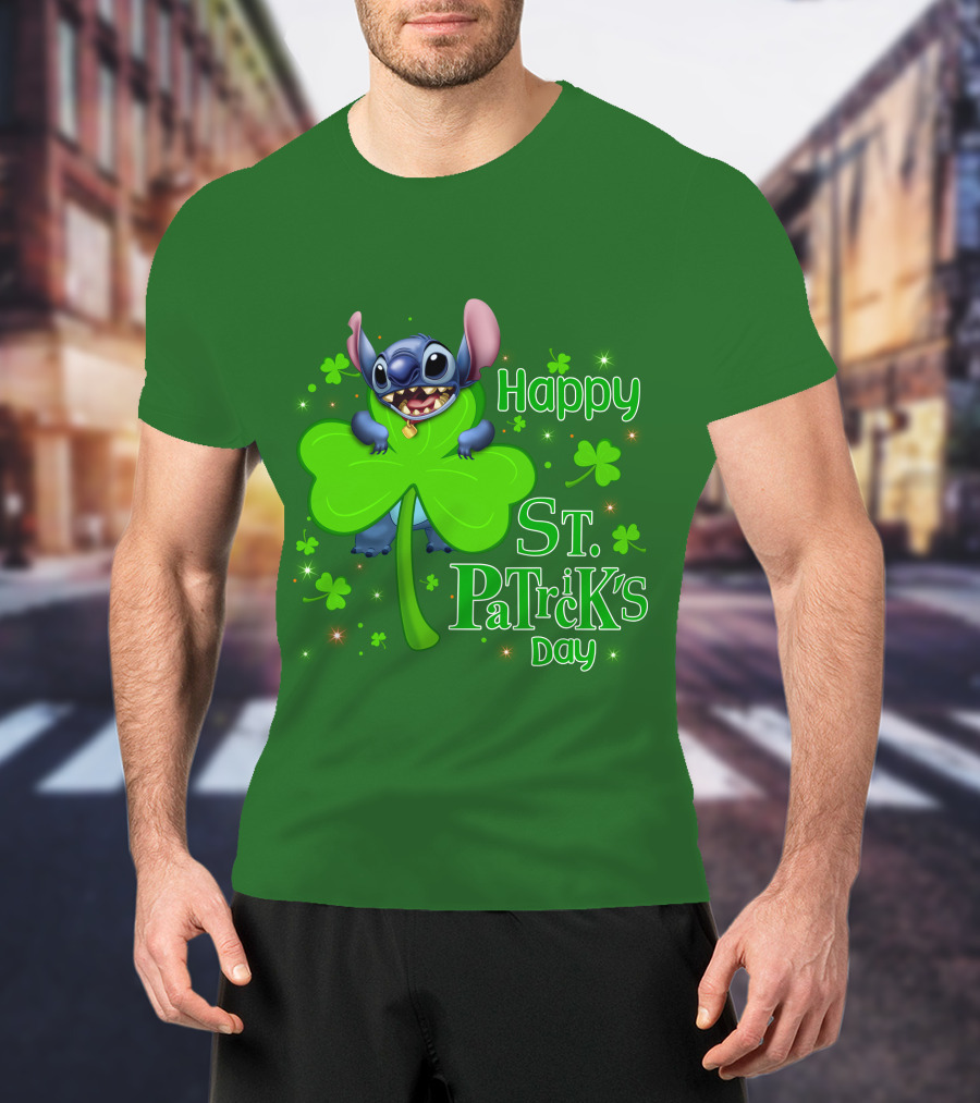 Happy St. Patrick's Day Stitch Shamrock T-Shirt