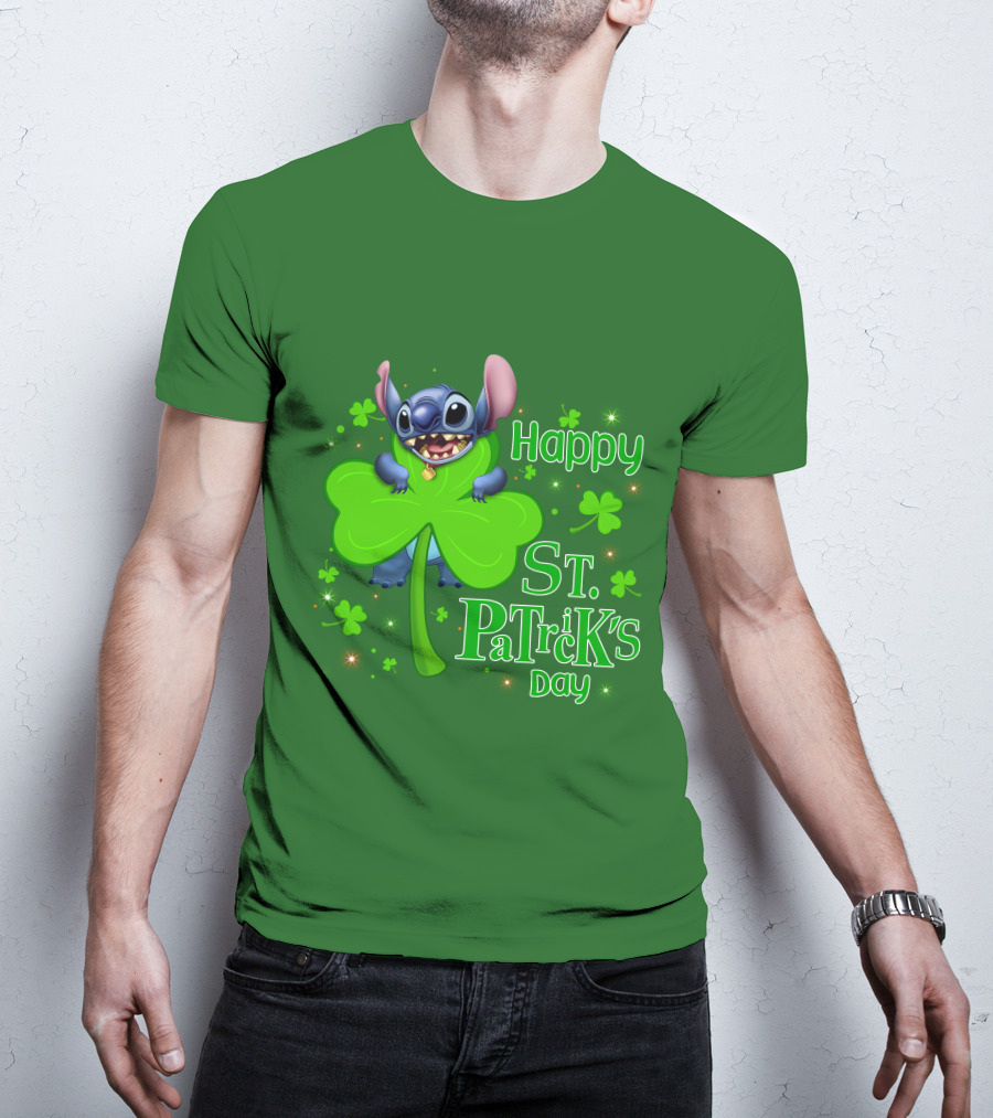 Happy St. Patrick's Day Stitch Shamrock T-Shirt