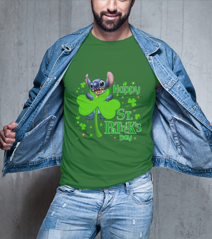 Happy St. Patrick's Day Stitch Shamrock T-Shirt