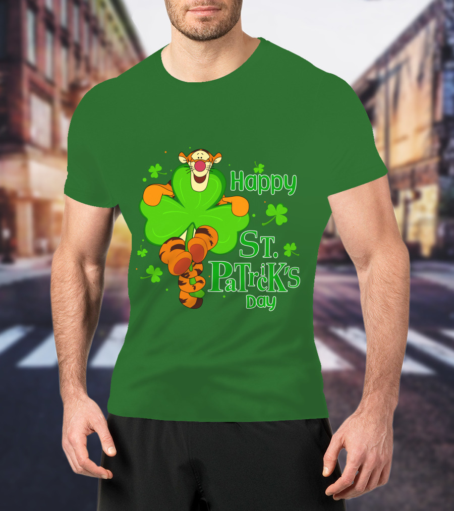 Tigger Happy St. Patrick's Day Shamrock T-Shirt