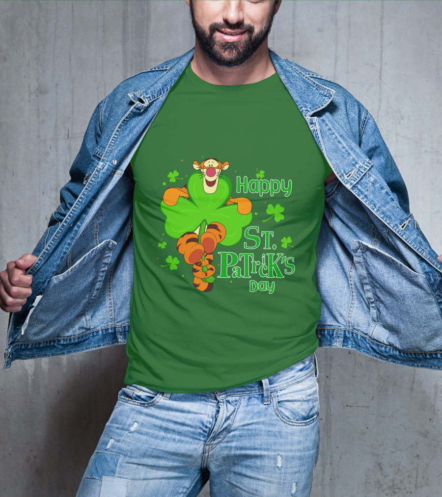 Tigger Happy St. Patrick's Day Shamrock T-Shirt