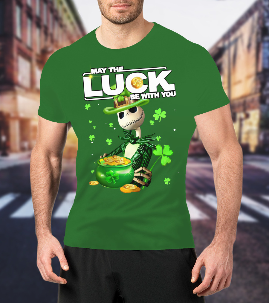 MAY THE LUCK BE WITH YOU St. Patrick's Day Jack Skellington Coin Pot T-Shirt