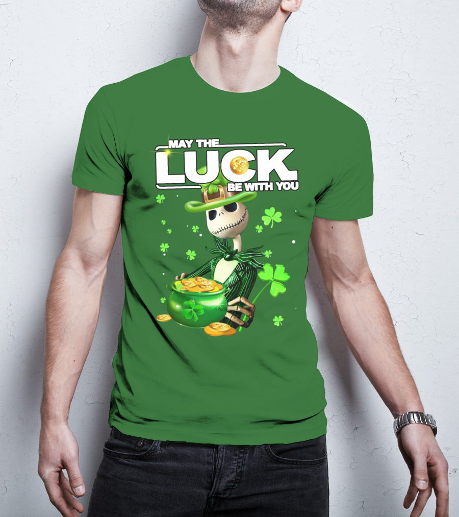 MAY THE LUCK BE WITH YOU St. Patrick's Day Jack Skellington Coin Pot T-Shirt