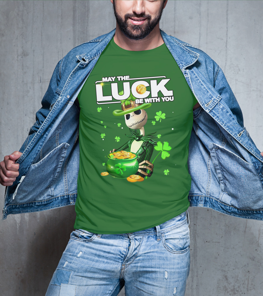 MAY THE LUCK BE WITH YOU St. Patrick's Day Jack Skellington Coin Pot T-Shirt